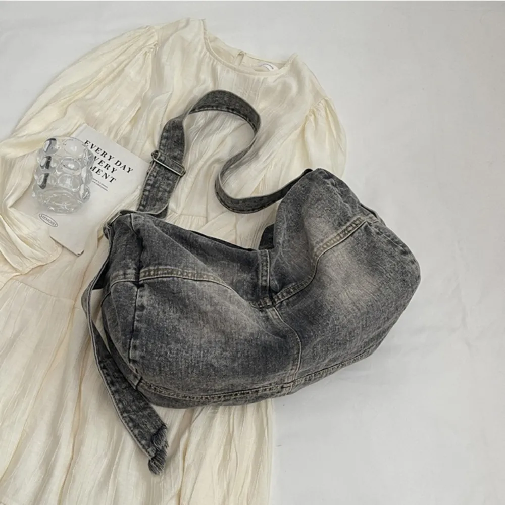 Adjustable Strap Denim Tote Bag, image 8