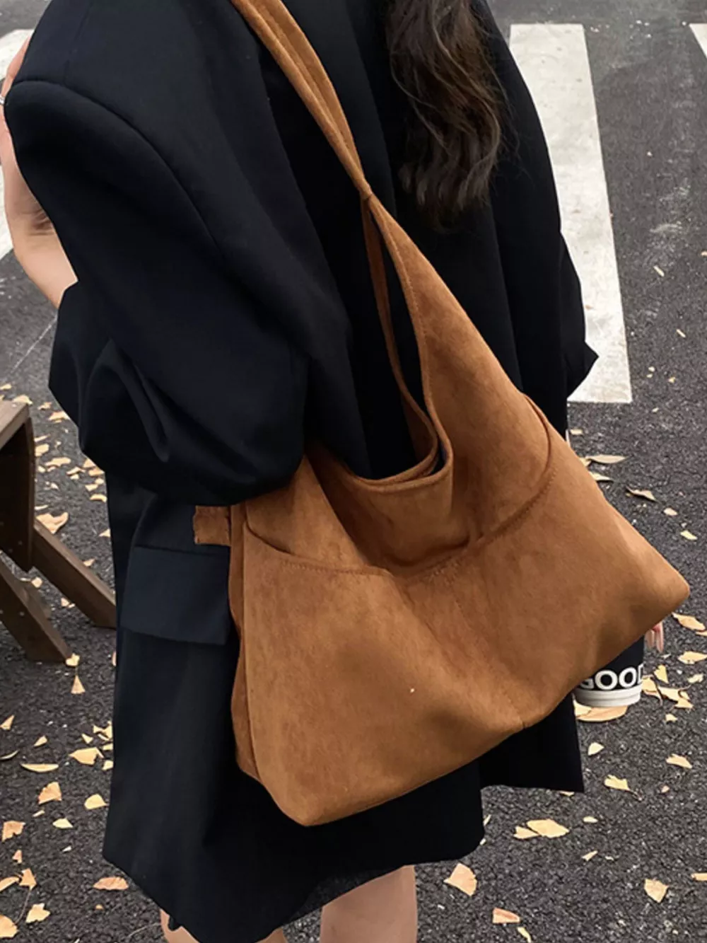 Minimalist Suede Shoulder Bag, image 17