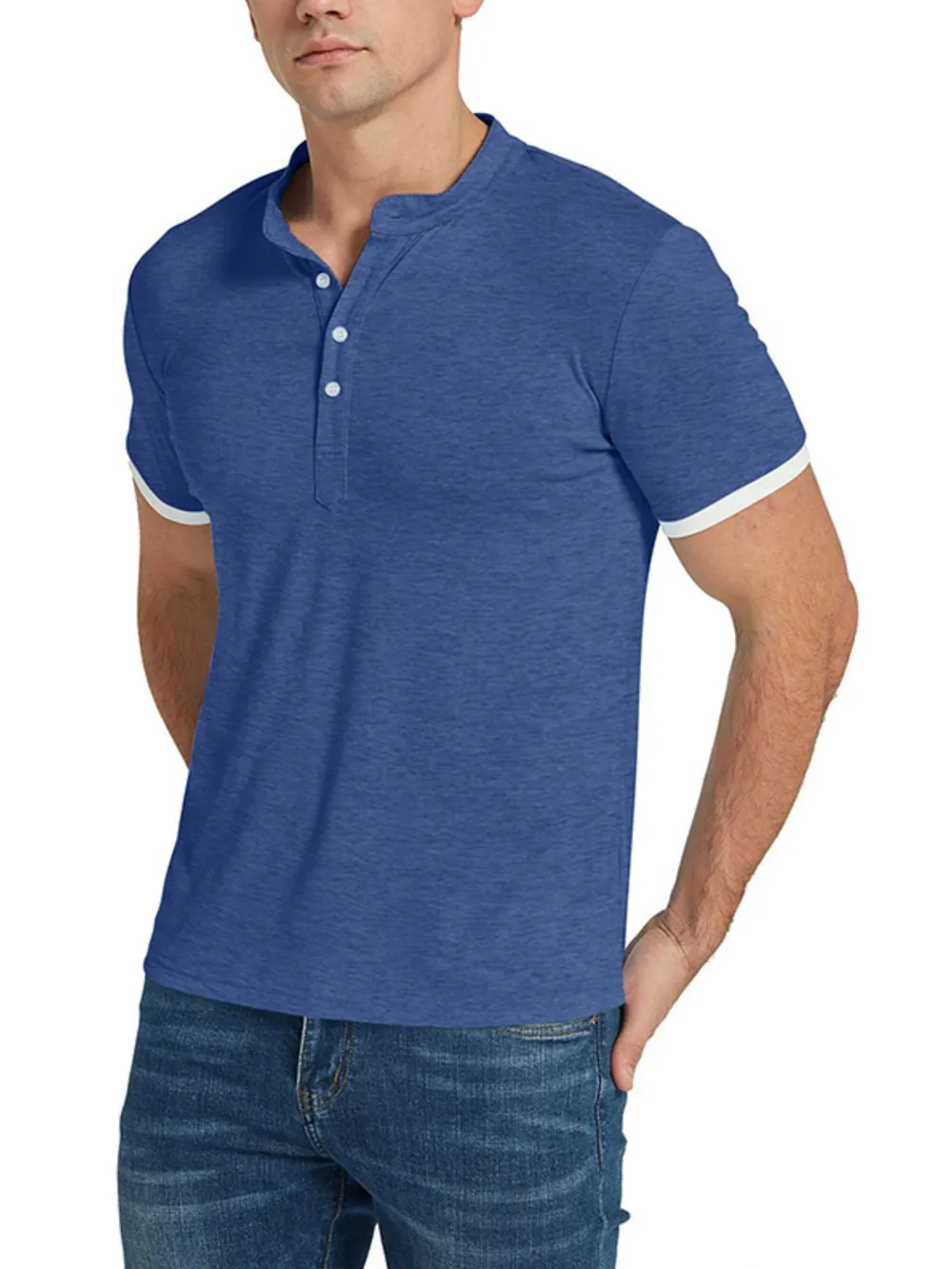 Men's Classic Contrast Trim Henley Top, image 6