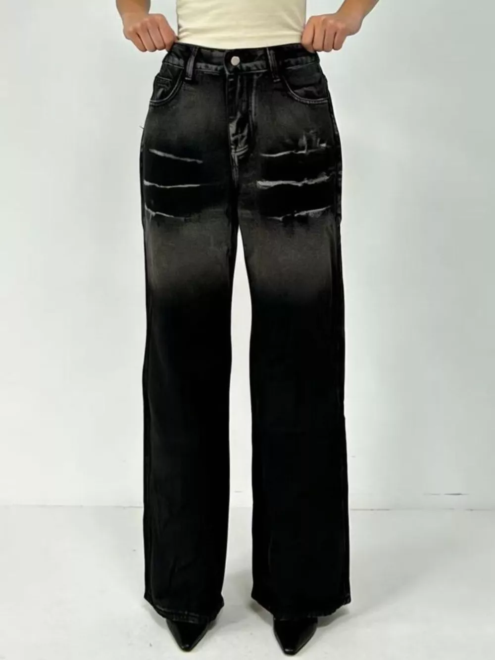 Washed Wide Leg Jeans, image 3
