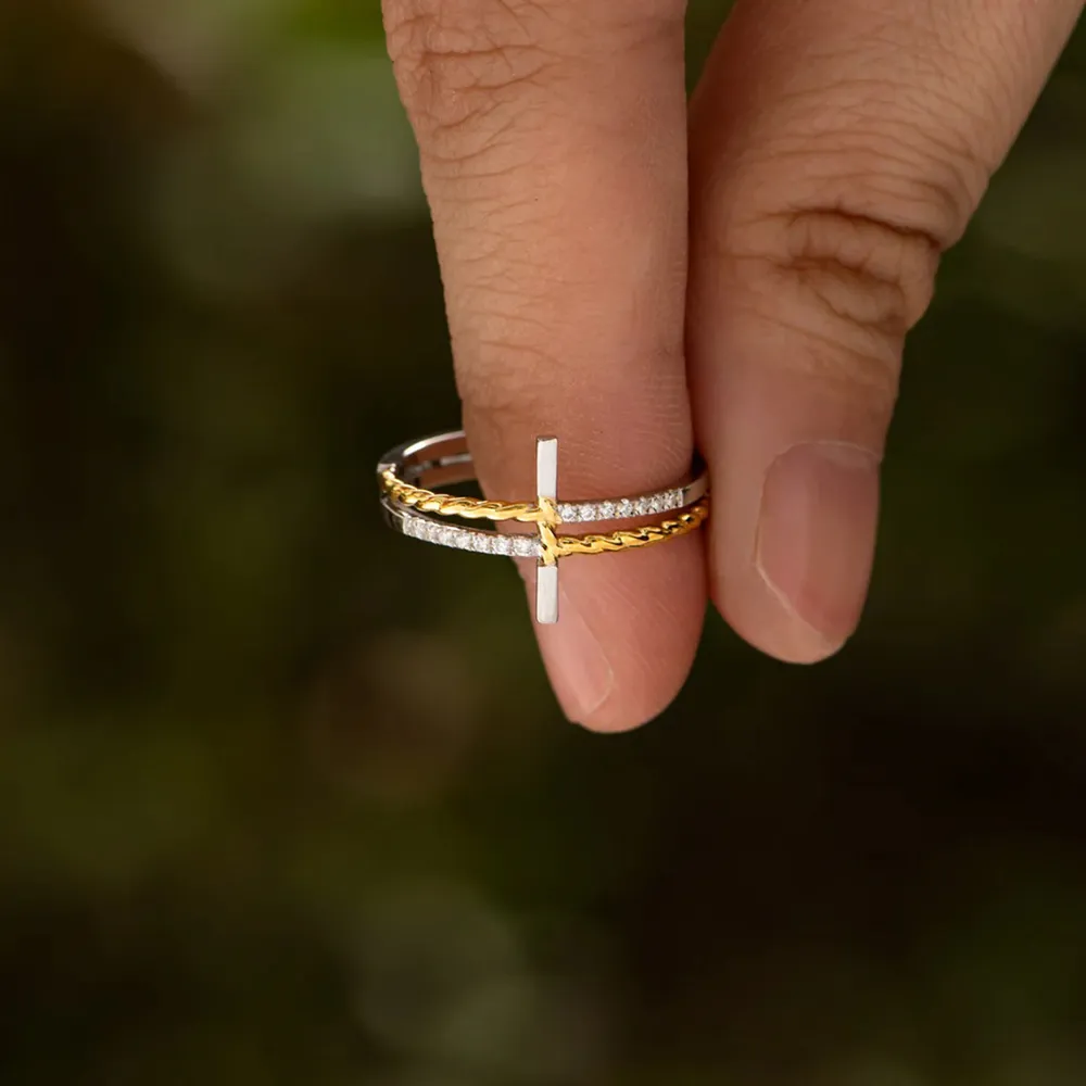 Cross Zircon 925 Sterling Silver Ring, image 4
