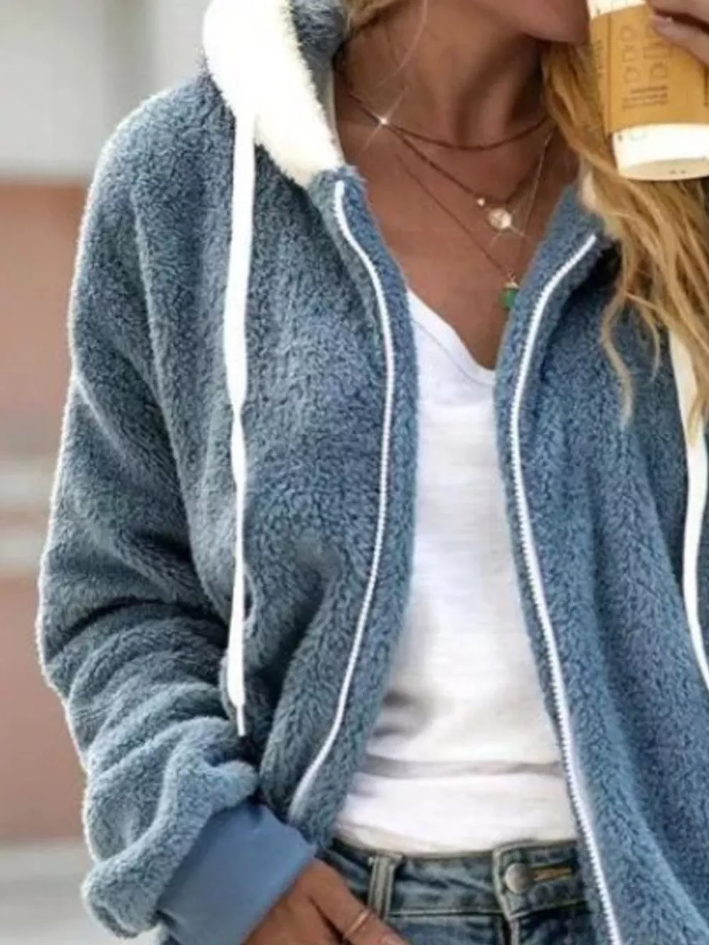 Full Size Cozy Fleece Zip-Up Hooded Jacket Plus Size, image 6