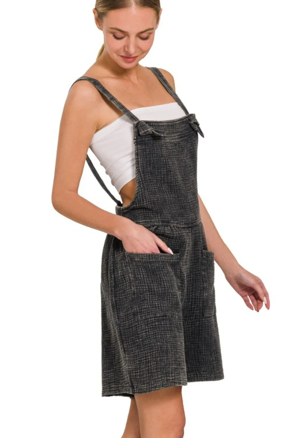 Woven Double Gauze Acid Washed Romper, image 2
