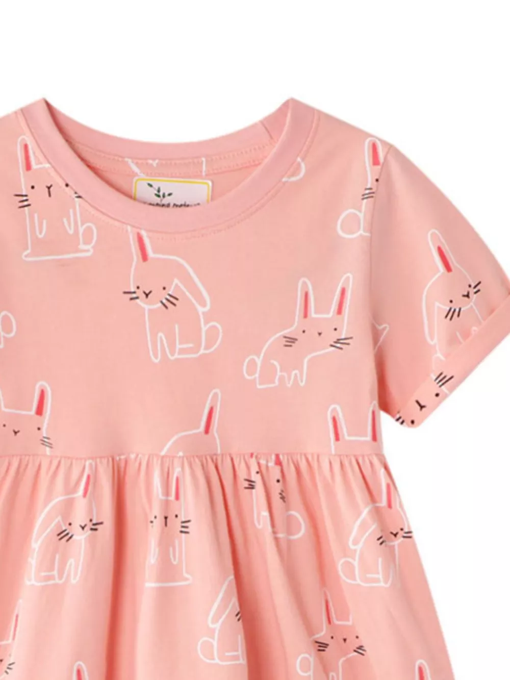 Children's Cute Rabbit Print Round Neck Dress, image 2