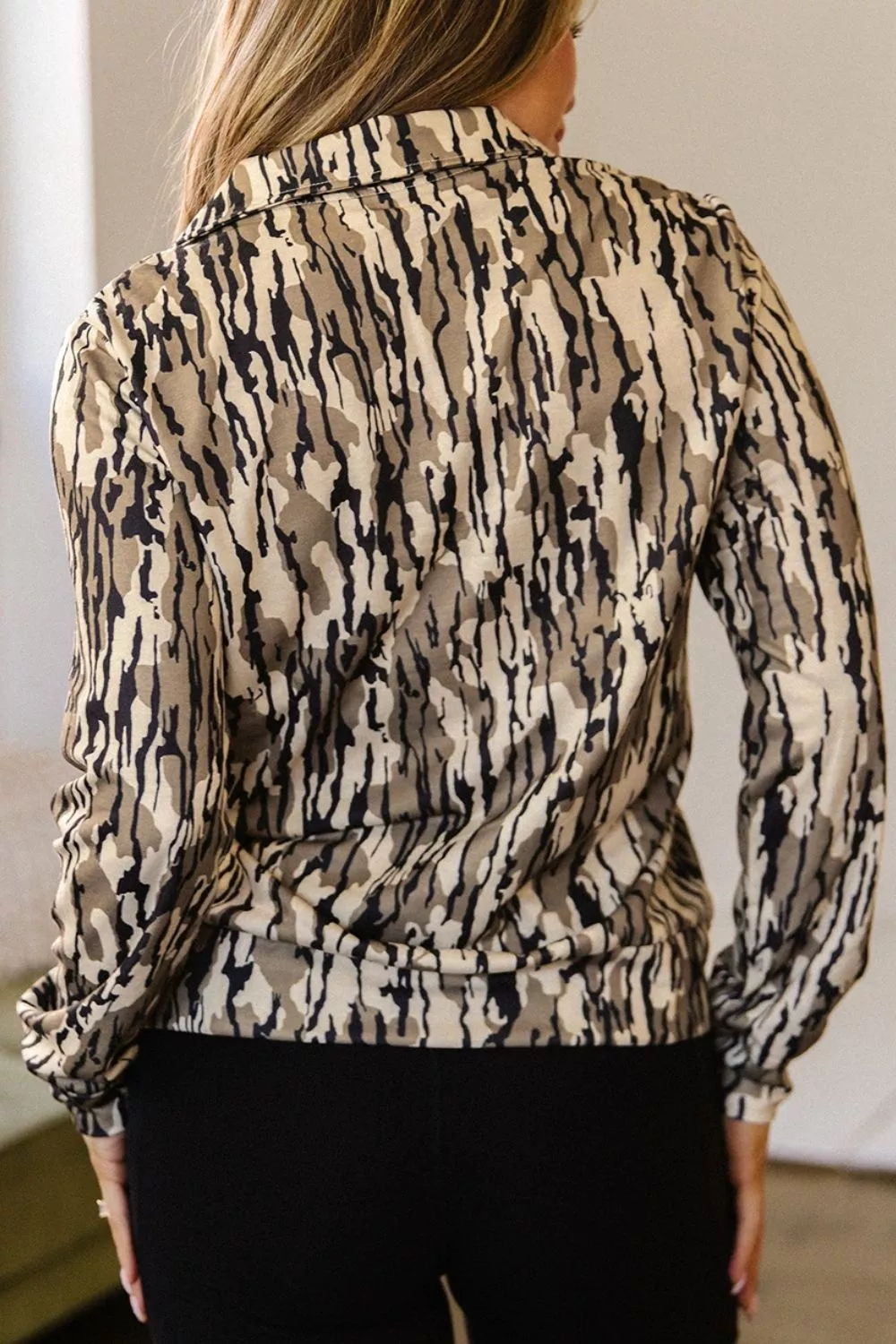 Camouflage Zipper Collar Front Pocket Sweatshirt, image 4
