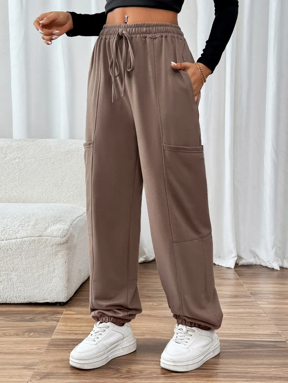 Tied Joggers with Pockets, image 3