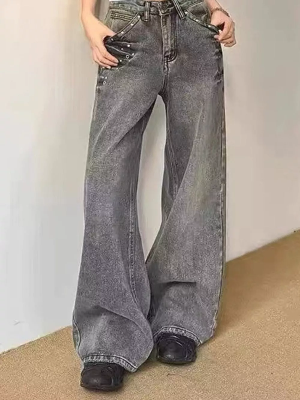 Men's Embellished Wide Leg Jeans