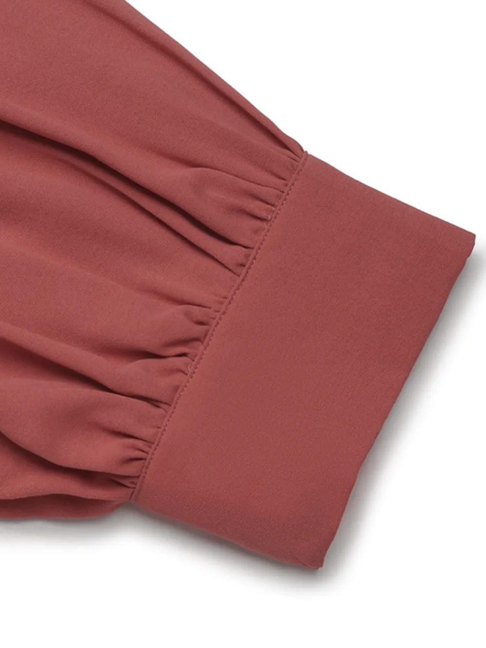 Ruched Collared Neck Long Sleeve Shirt, image 4