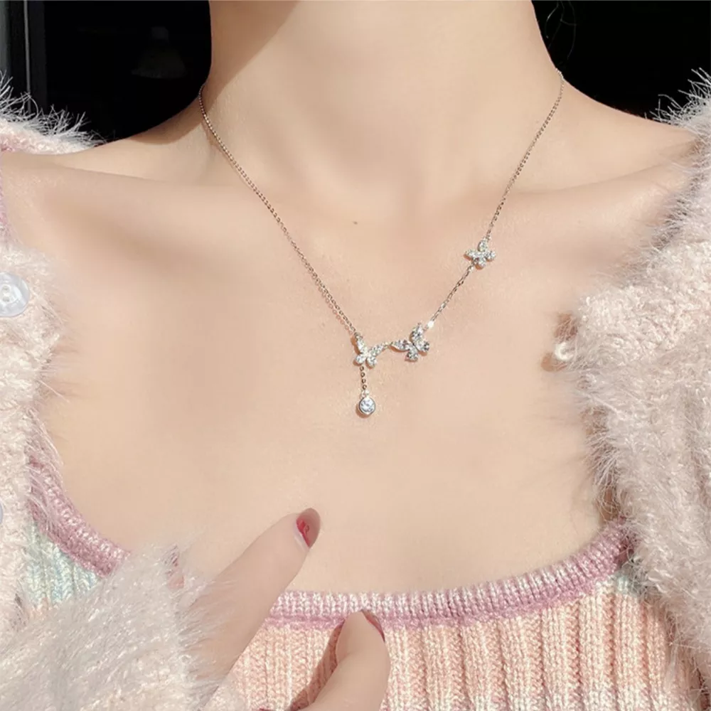 925 Sterling Silver Zircon Butterfly Necklace, image 4
