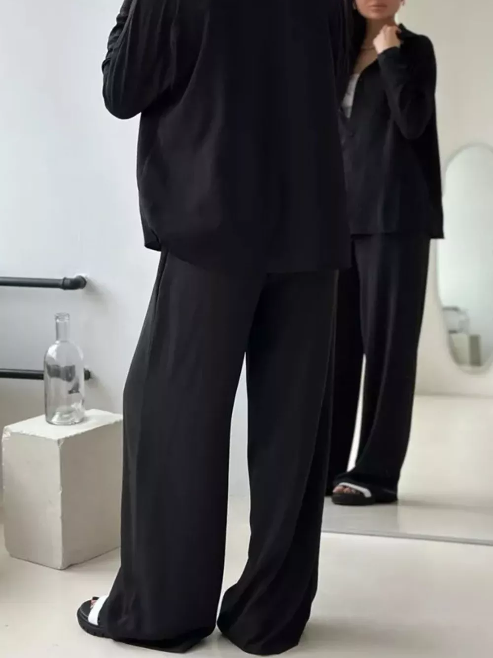 Relaxed Fit Shirt and Wide Leg Pants Set, image 24