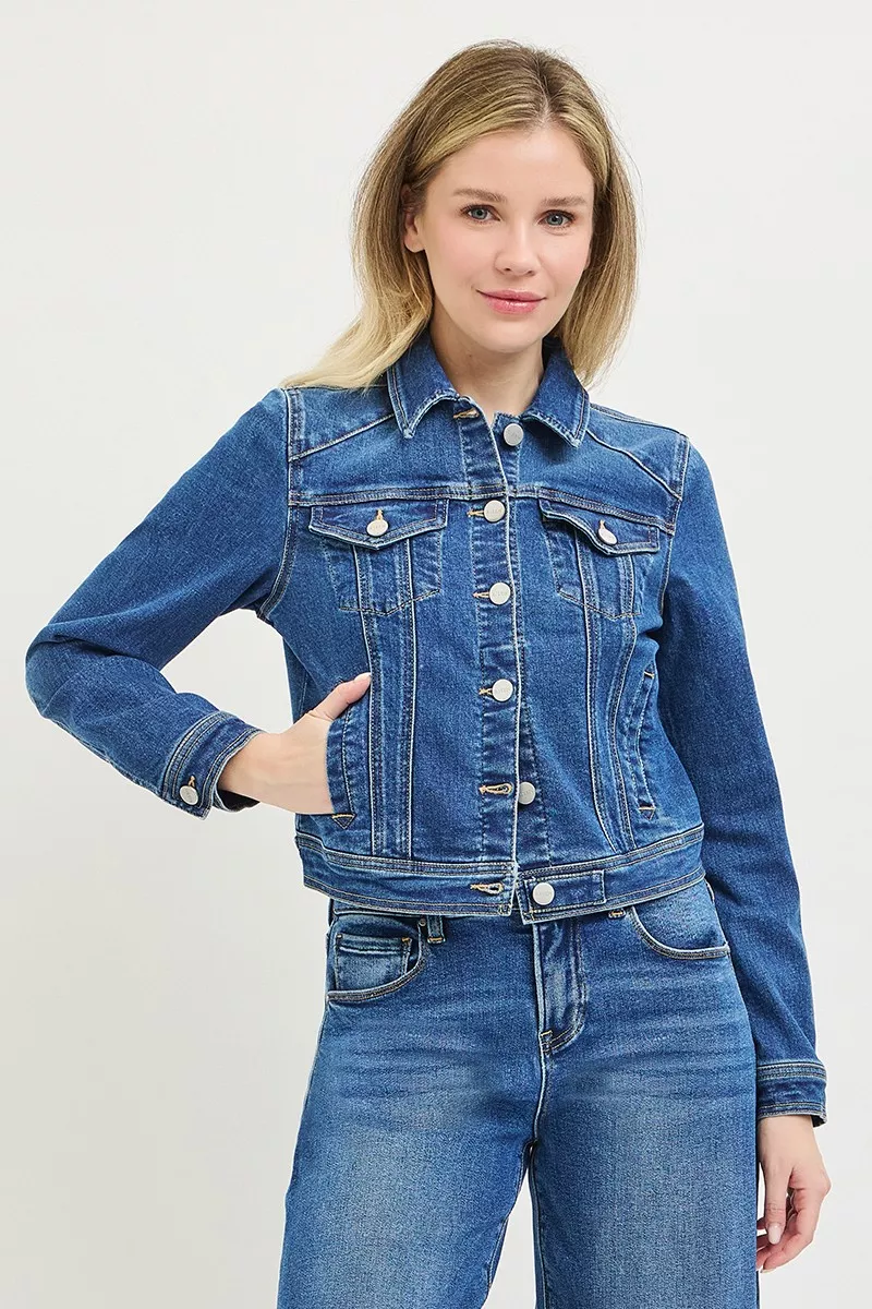 Basic Fitted Button Down Denim Jacket