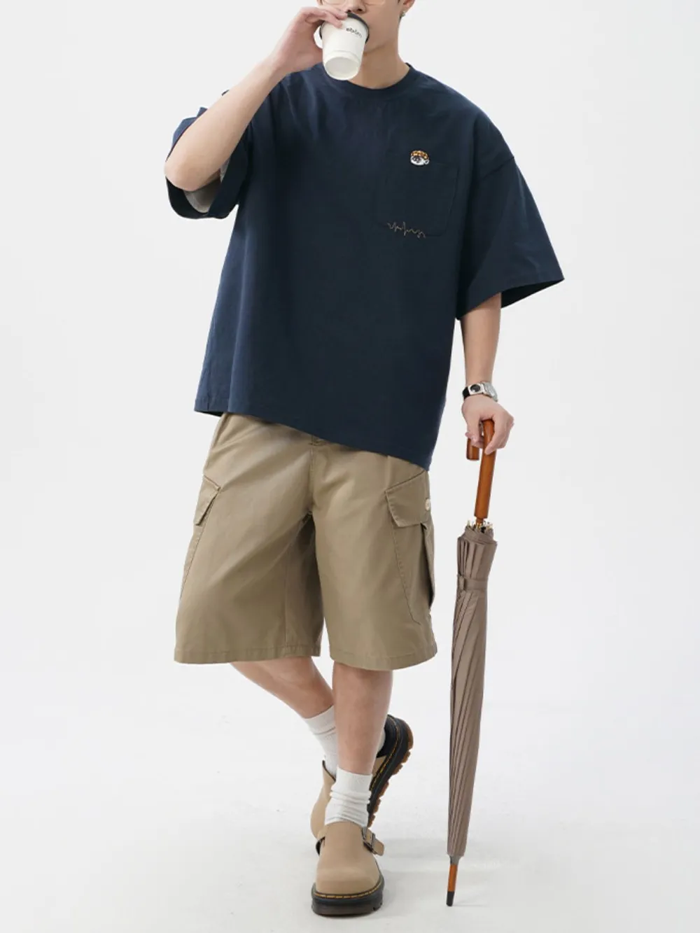 Men's Plus Size Round Neck Embroidered T-Shirt, image 6