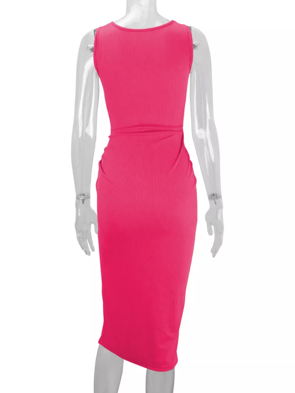 Sleeveless Cut-Out Ruched High-Slit Bodycon Dress, image 44