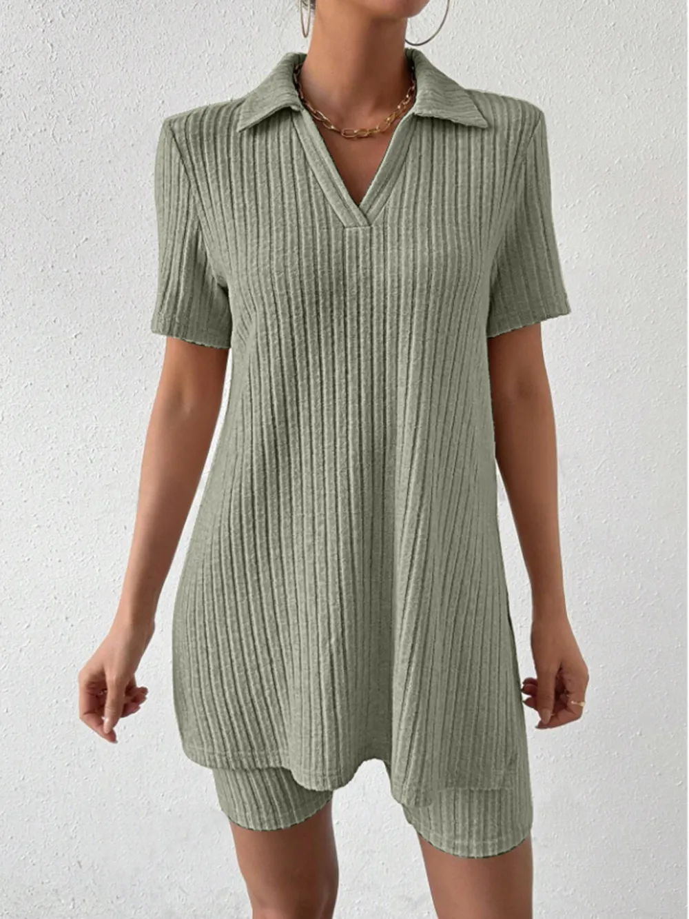 Johnny Collar Short Sleeve Top and Shorts Set, image 13