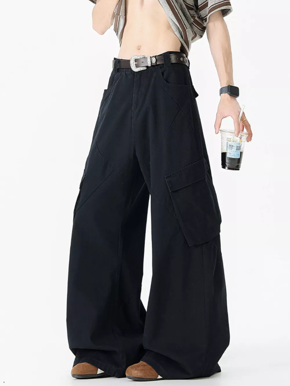 Men's Full Size Wide Leg Cargo Jeans Plus Size
