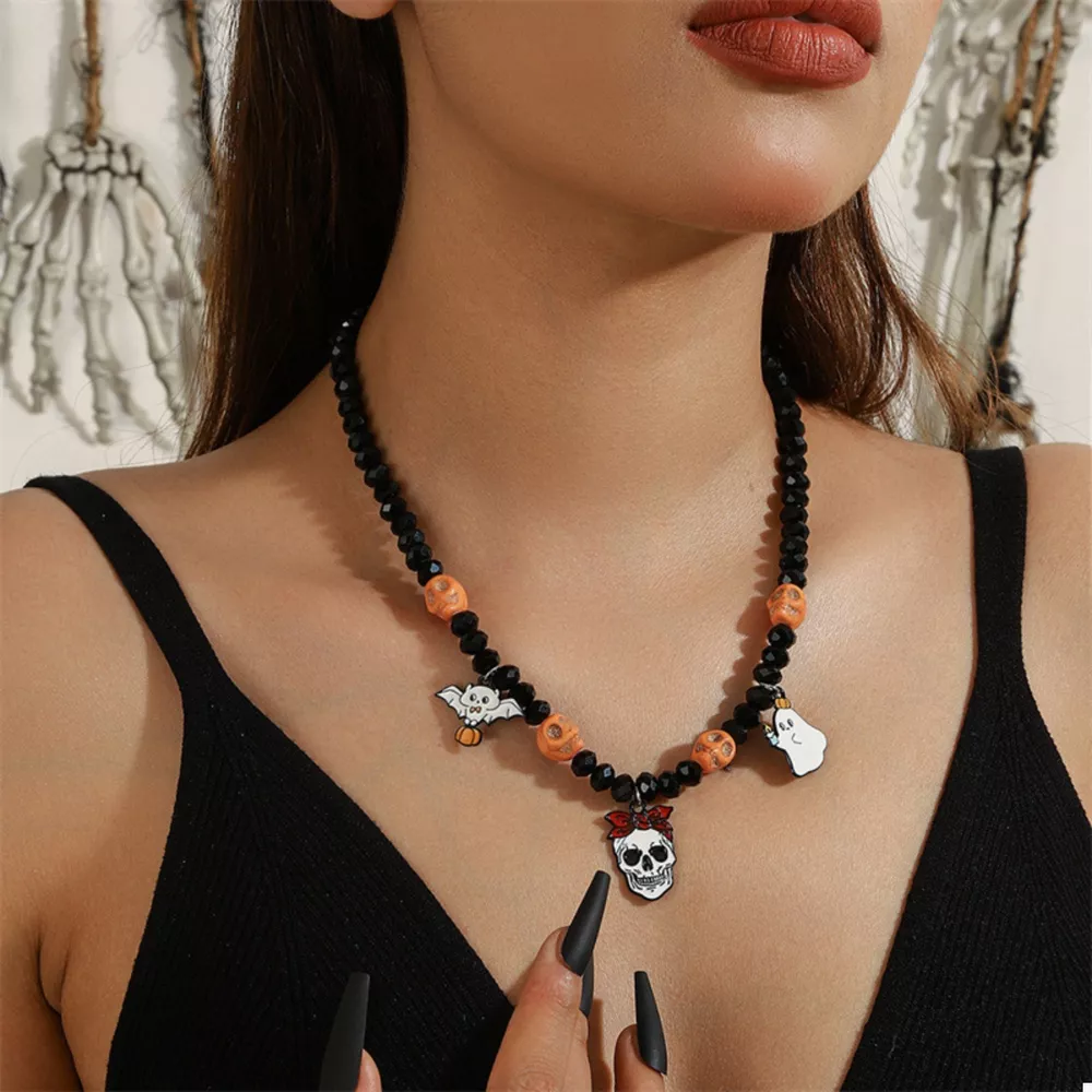 Halloween Skull Ghost Charm Necklace, image 2