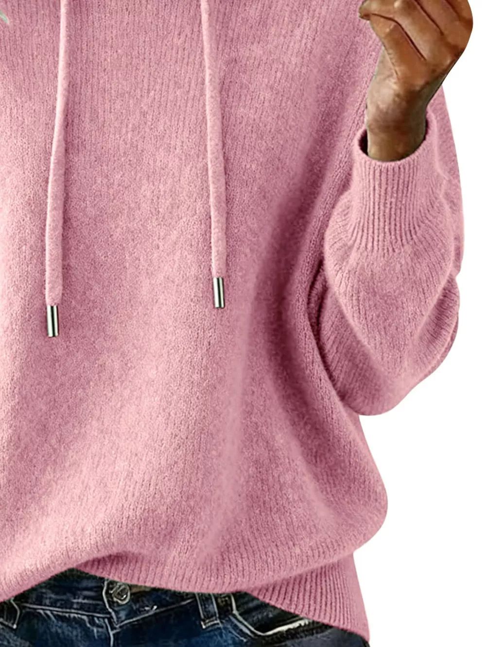 Drawstring Long Sleeve Hooded Sweater, image 6