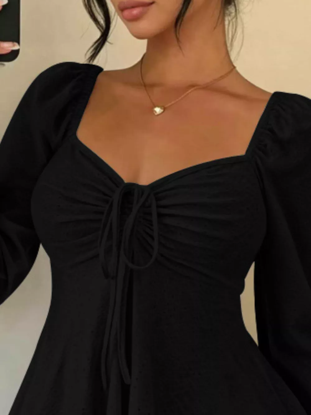 Ruched Sweetheart Neck Long Sleeve Top, image 5