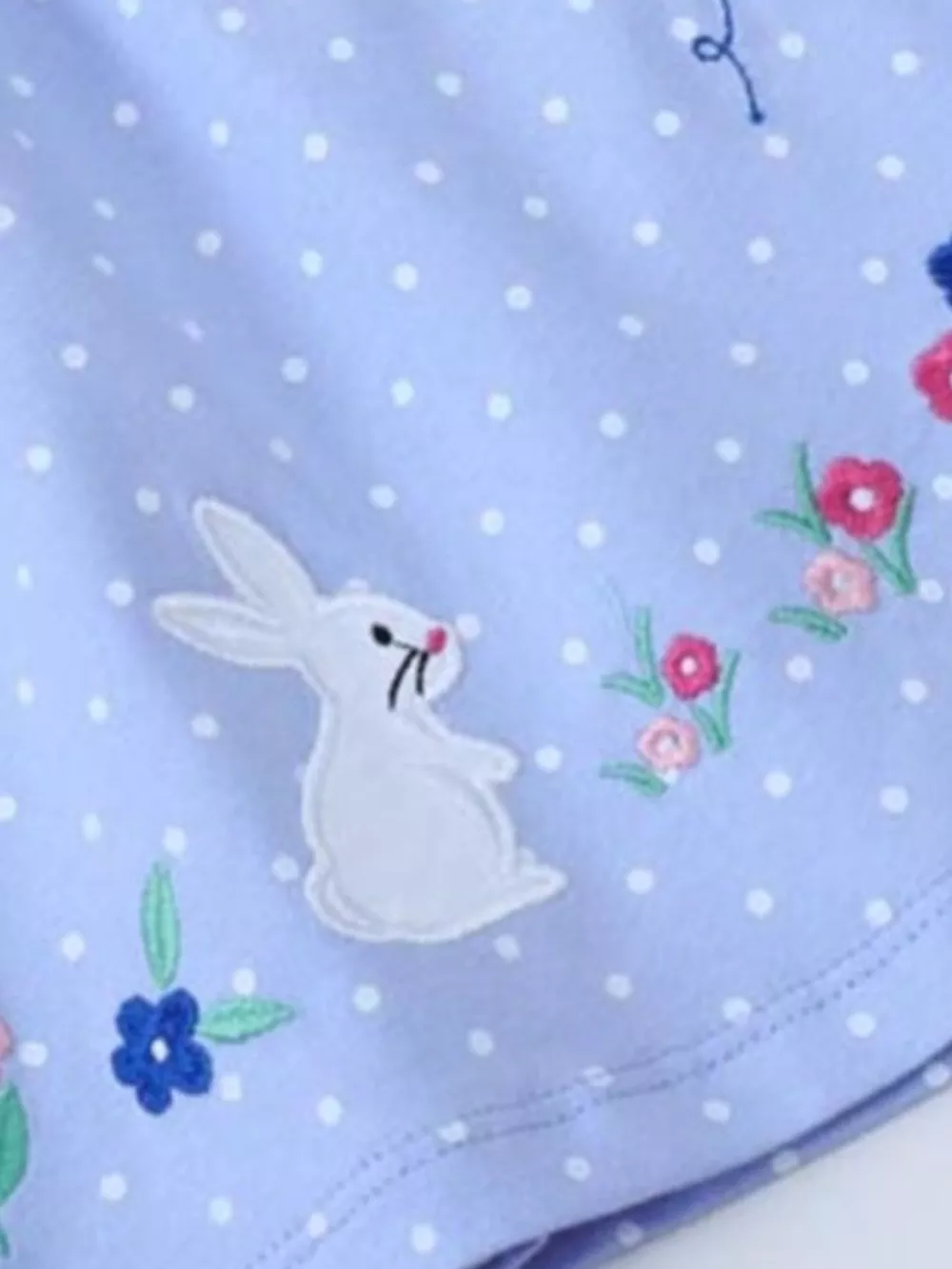 Children's Polka Dot Bunny Embroidered Ruffle Sleeve Dress, image 2
