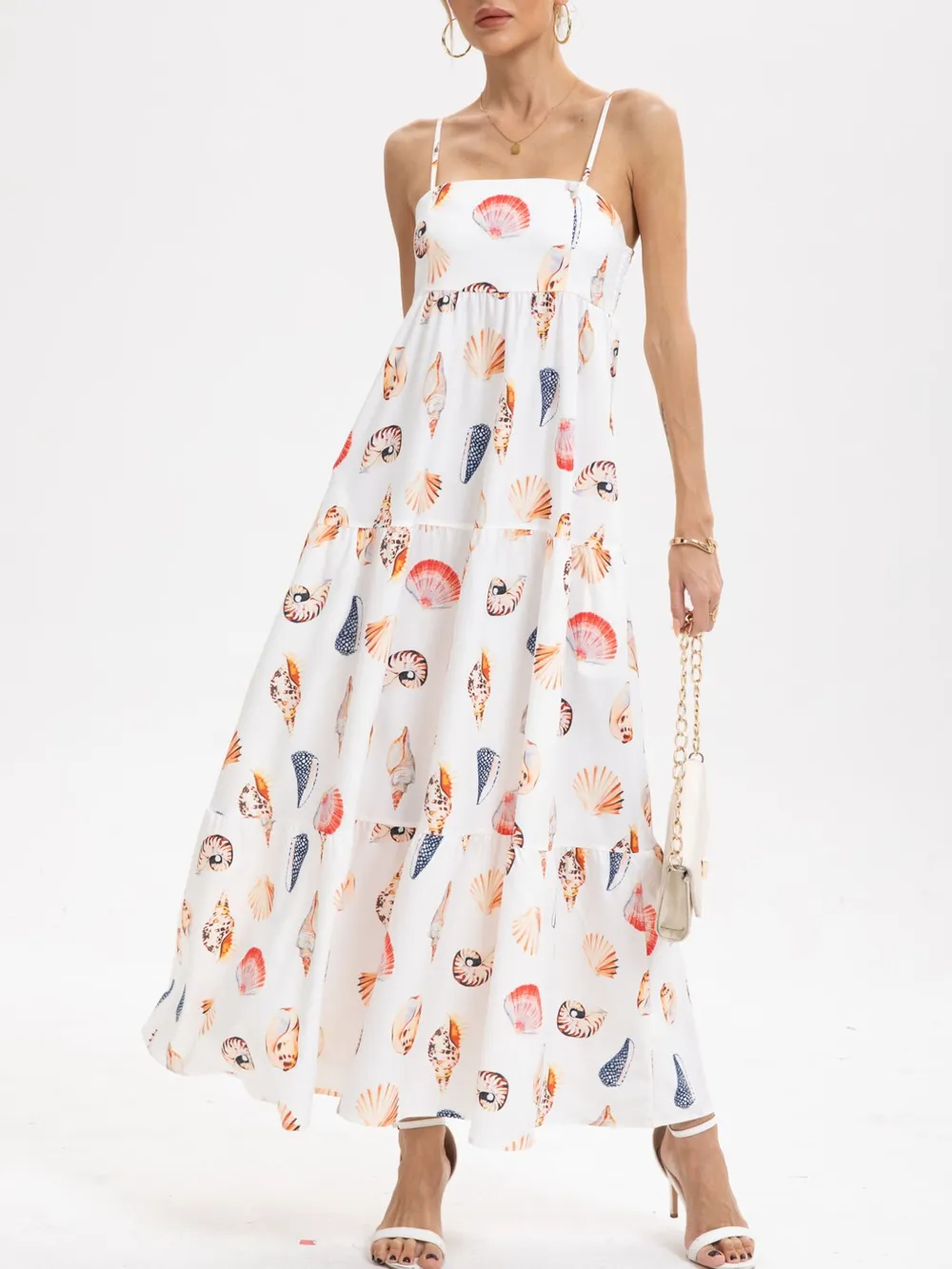 Printed Square Neck Cami Maxi Dress, image 6