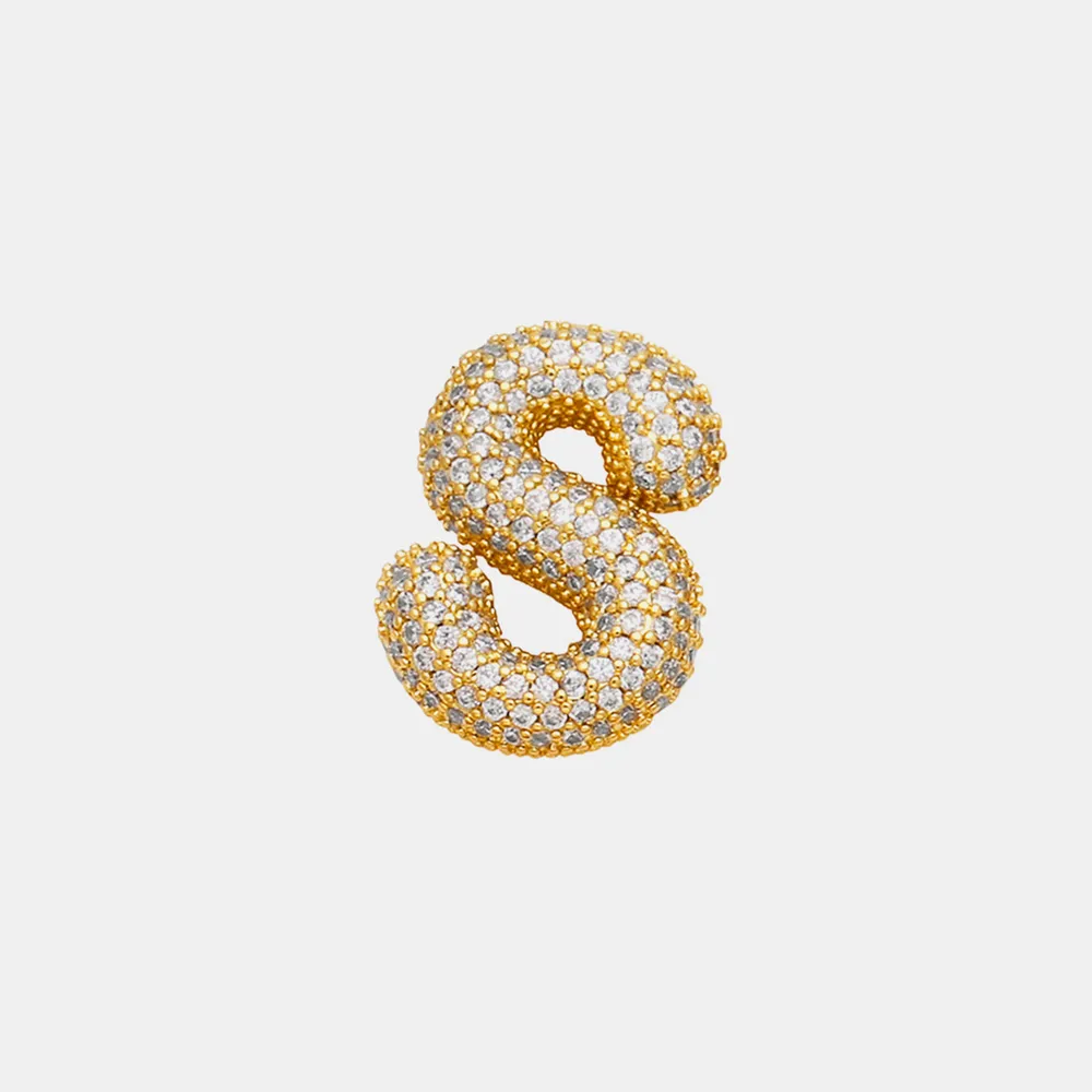 Inlaid Zircon Bubble Initial Necklace, image 10