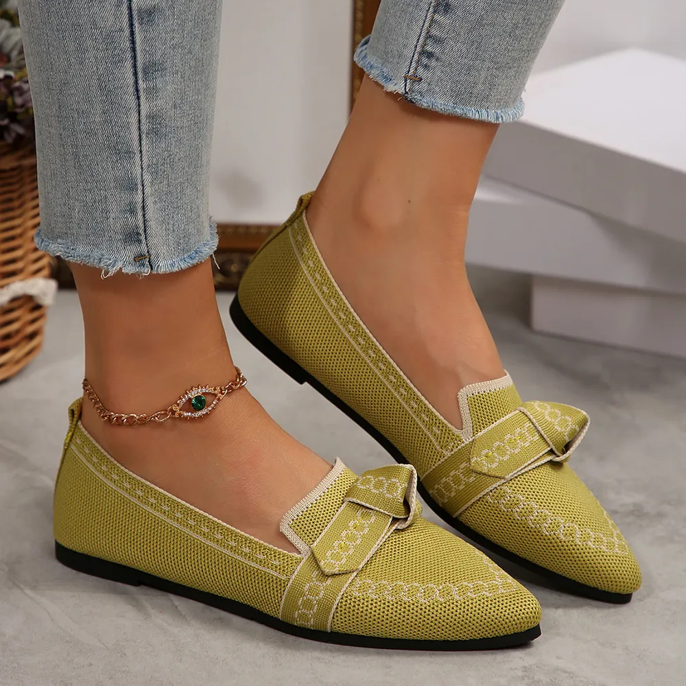 knitted Slip-On Flats with Bow, image 5