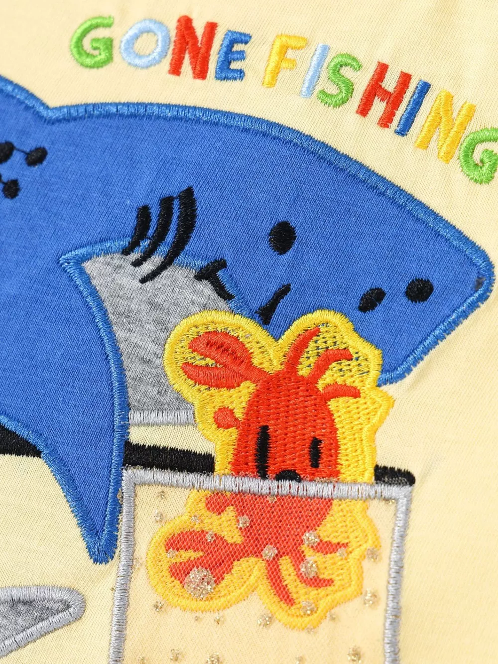 Children's Shark Embroidered Round Neck Tee and Shorts Set, image 4