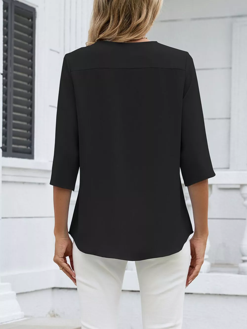 V-Neck 3/4 Sleeve Blouse, image 3