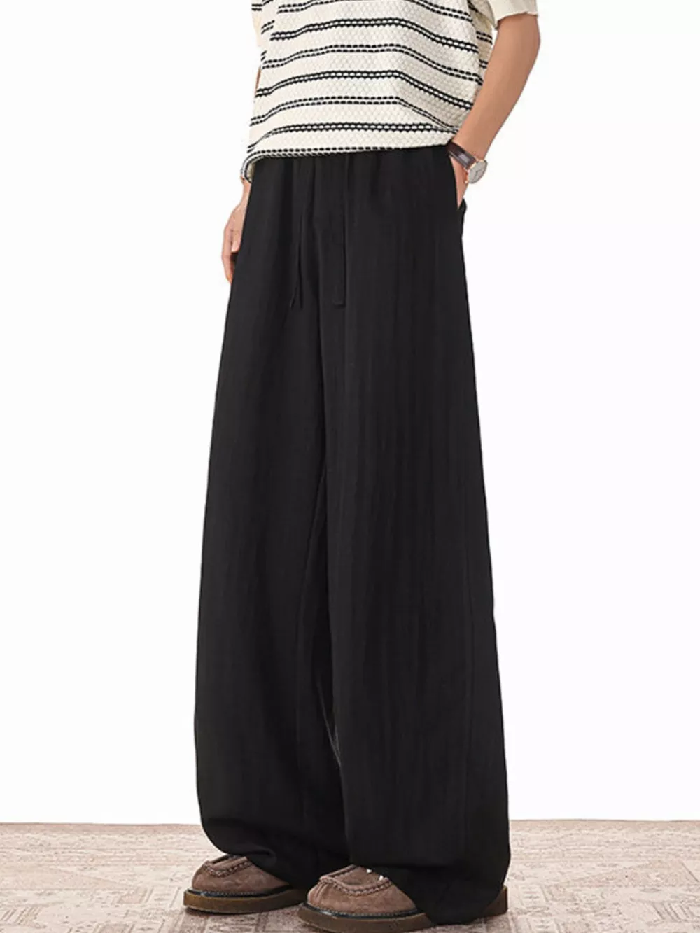 Men's Plus Size Wide Leg Drawstring Pants, image 7