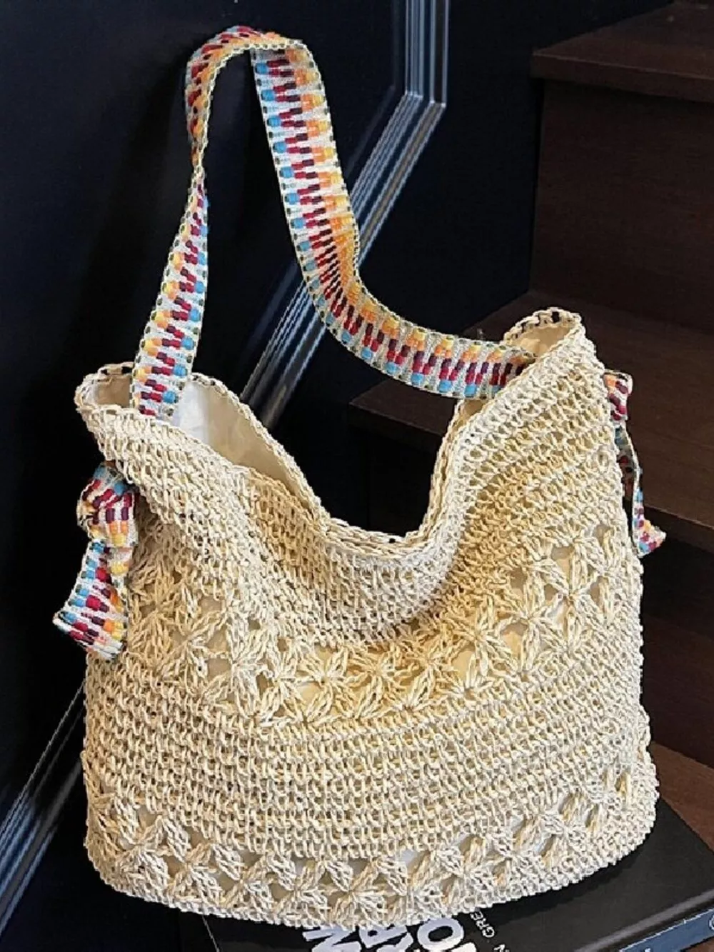 Woven Straw Shoulder Bag, image 4