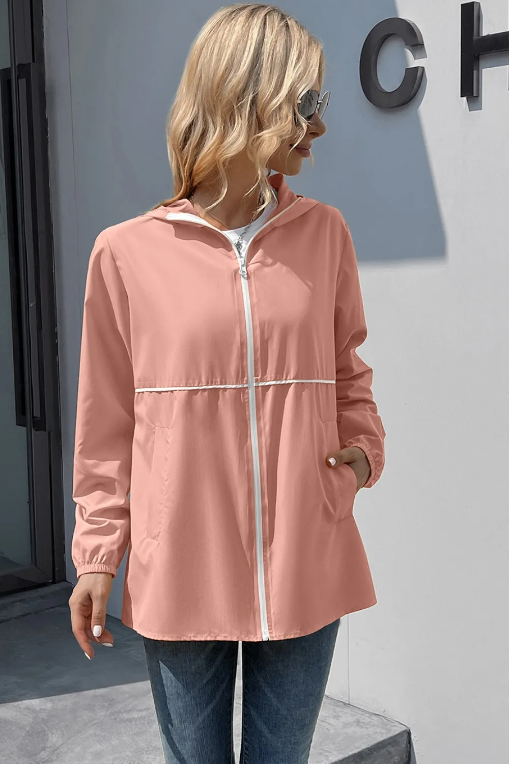 Zip Up Long Sleeve Hooded Watertight Jacket, image 14