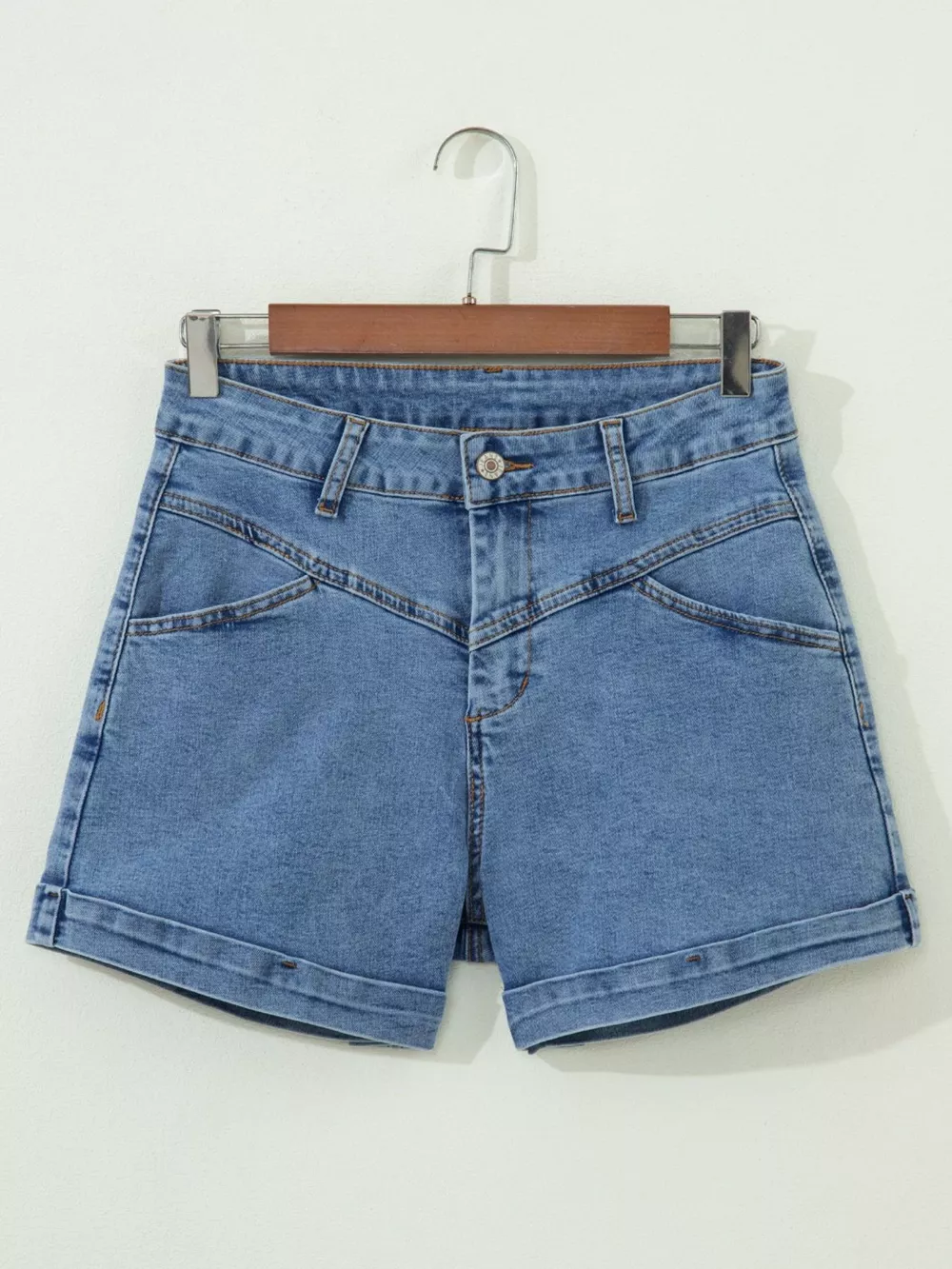 High-Waisted Denim Shorts, image 6