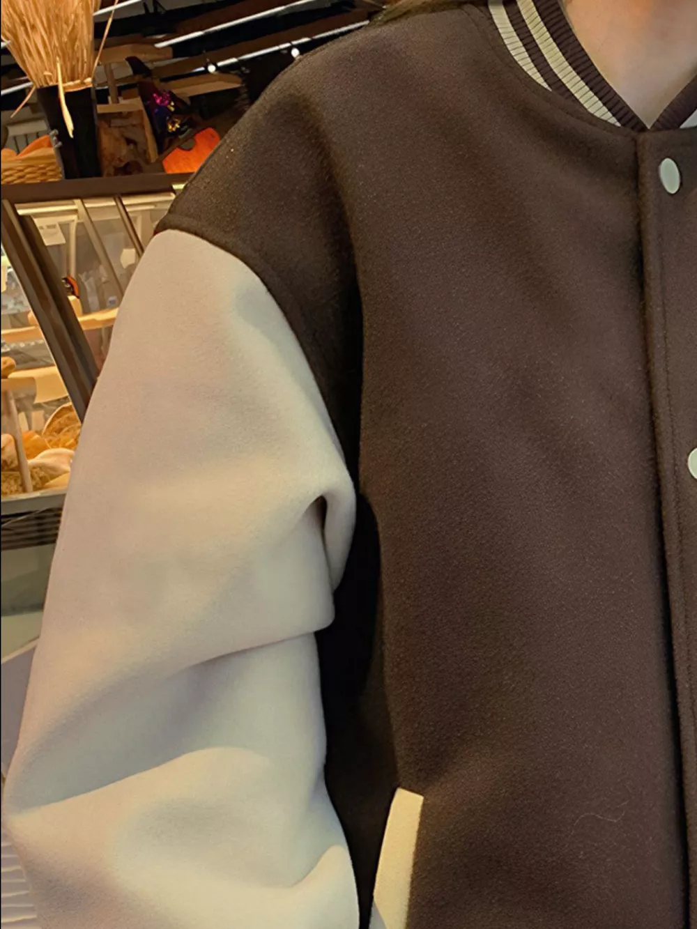 Color Block Snap Down Baseball Jacket, image 2
