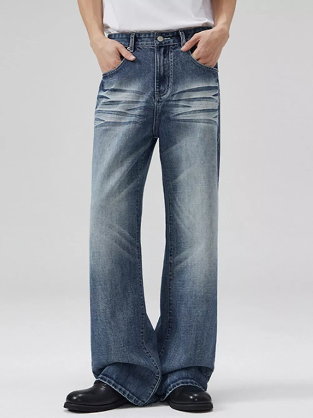 Men's Full Size Wide Leg Wash Jeans Plus Size, image 2