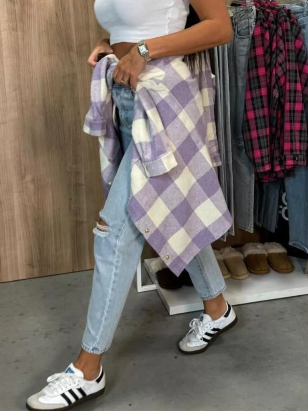 Plaid Button-Down Long Sleeve Shacket, image 11