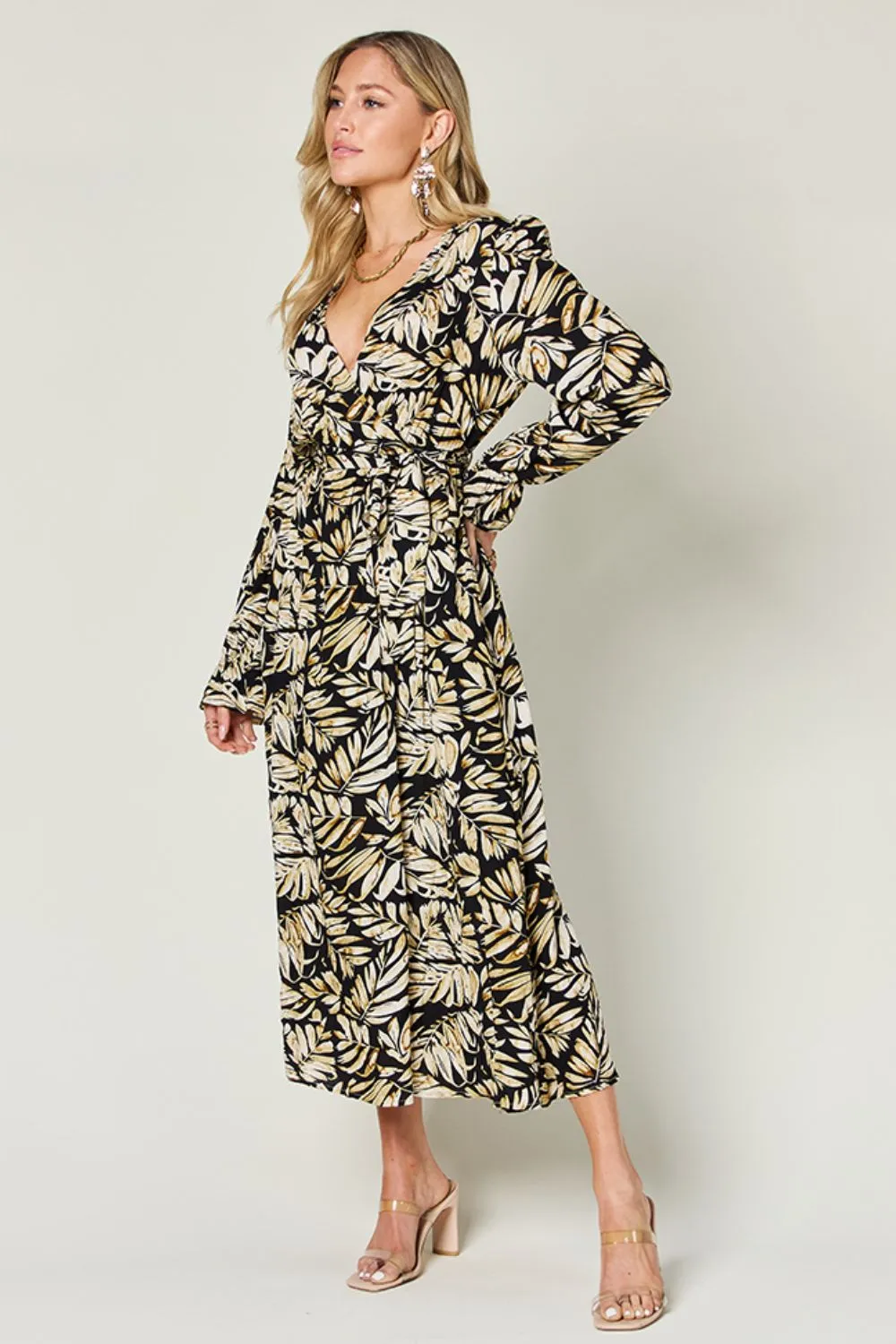 Full Size Tie Back Flounce Sleeve Dress, image 2
