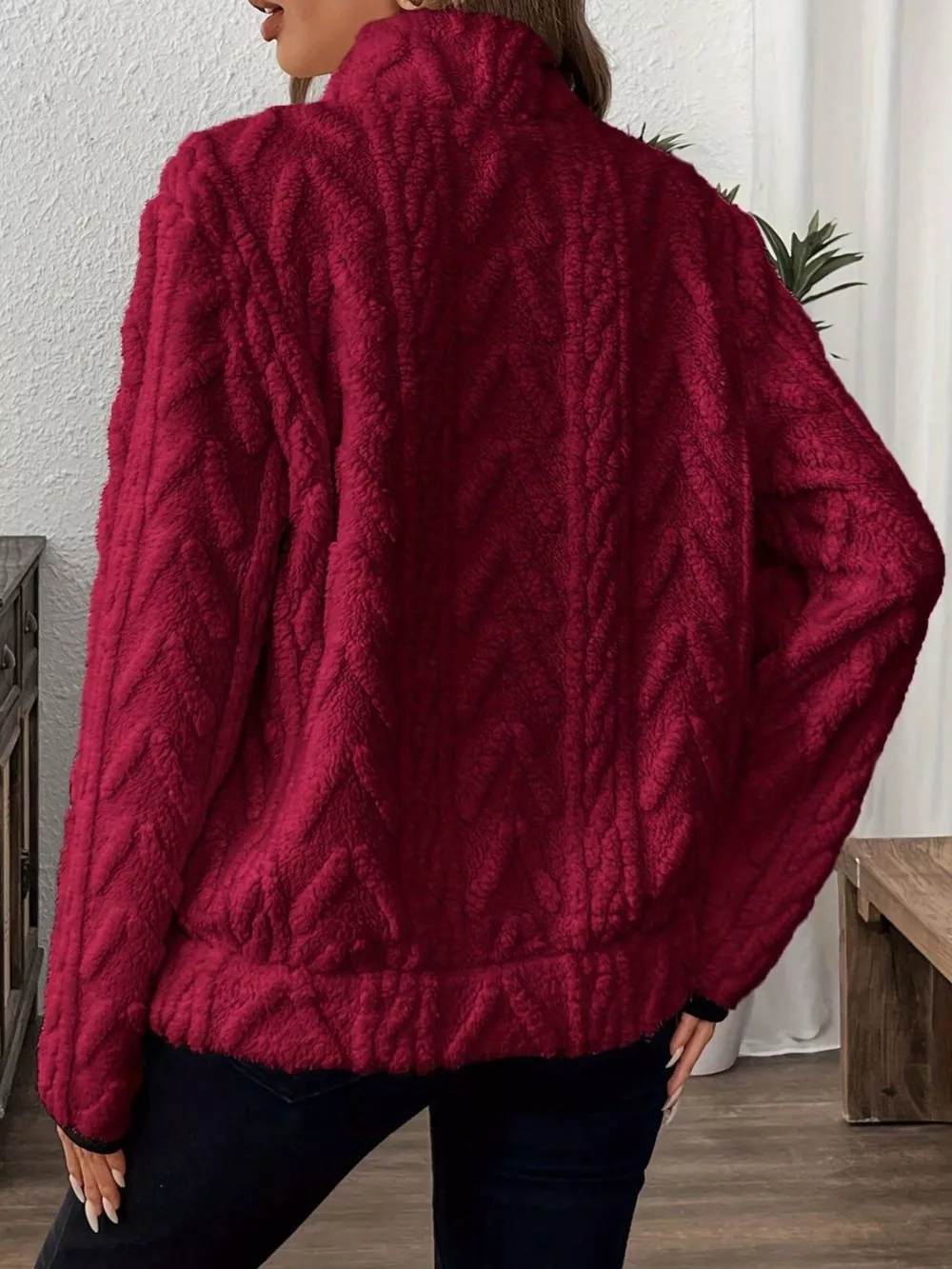 Full Size Half Zip Kangaroo Pocket Sweatshirt Plus Size, image 14