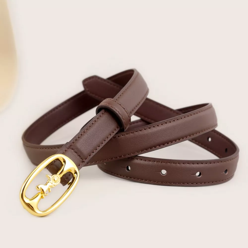 Leather Belt with Horse Carriage Buckle, image 5