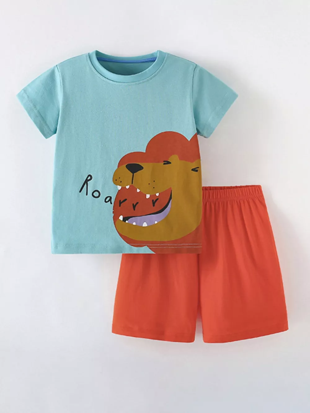 Children's Lion Round Neck Tee and Shorts Set