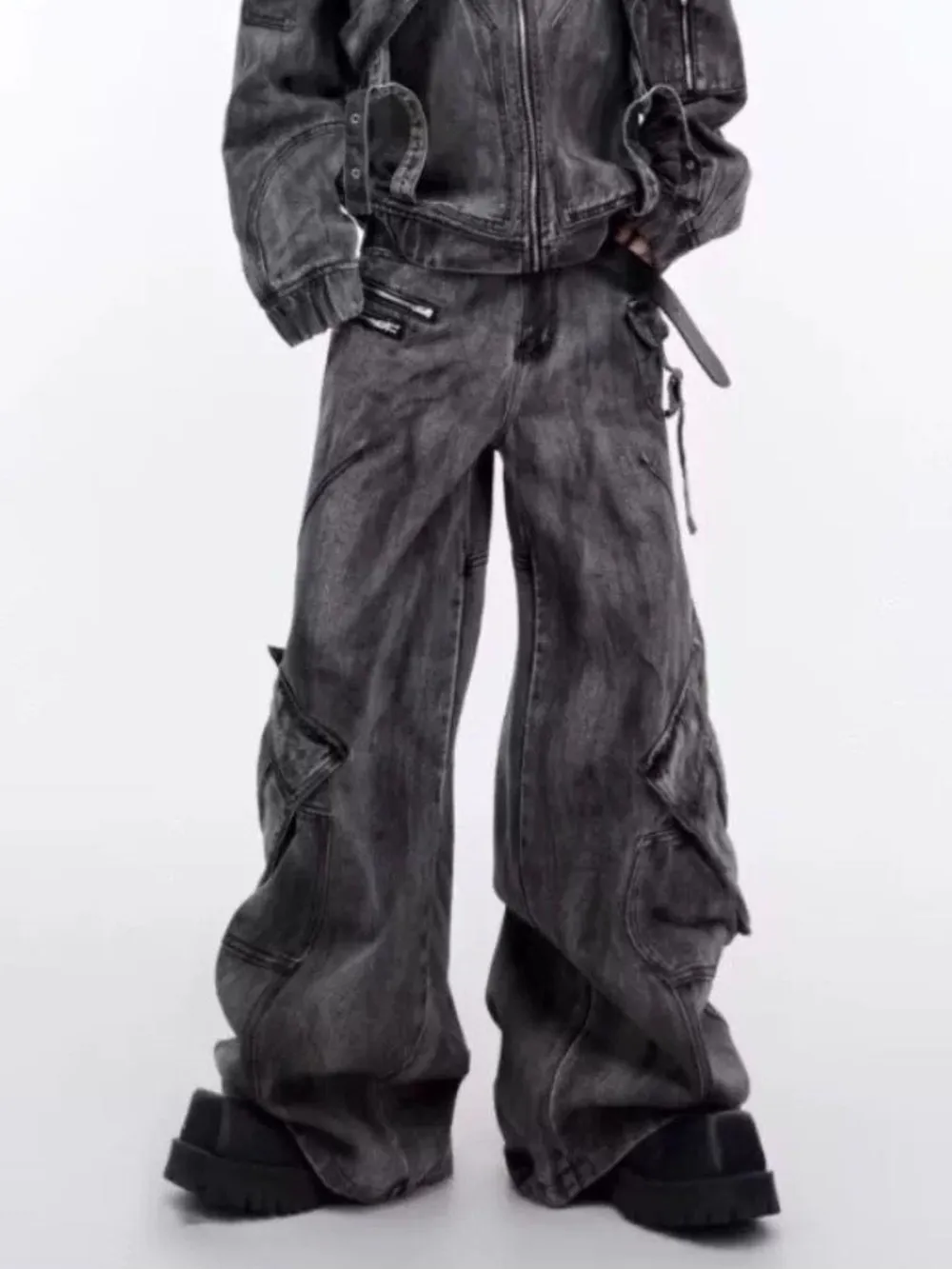 Men's Plus Size Wide Leg Cargo Jeans