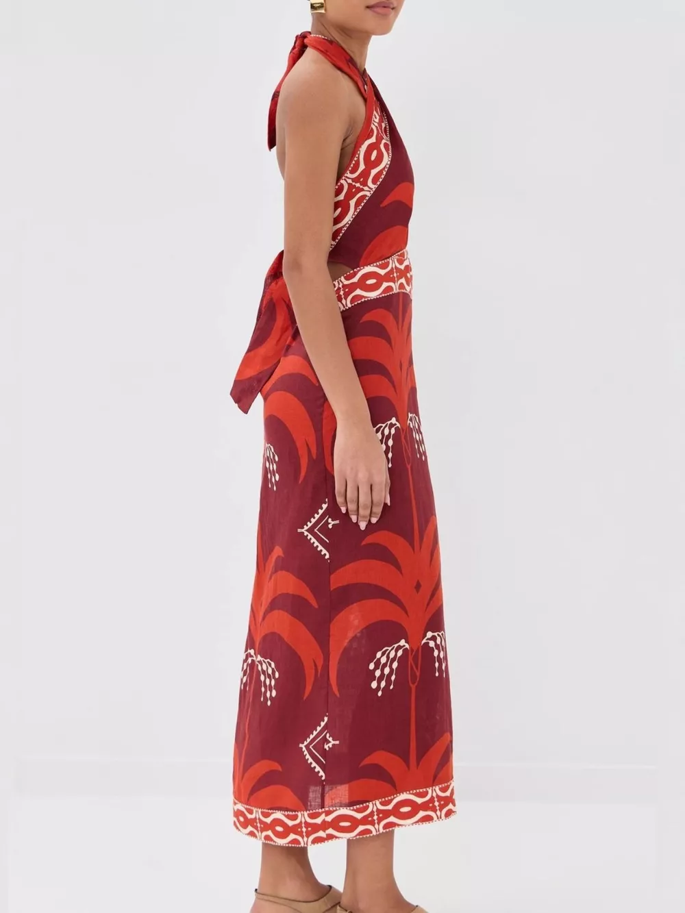 Tropical Print Halter Neck Wrap Dress, image 4