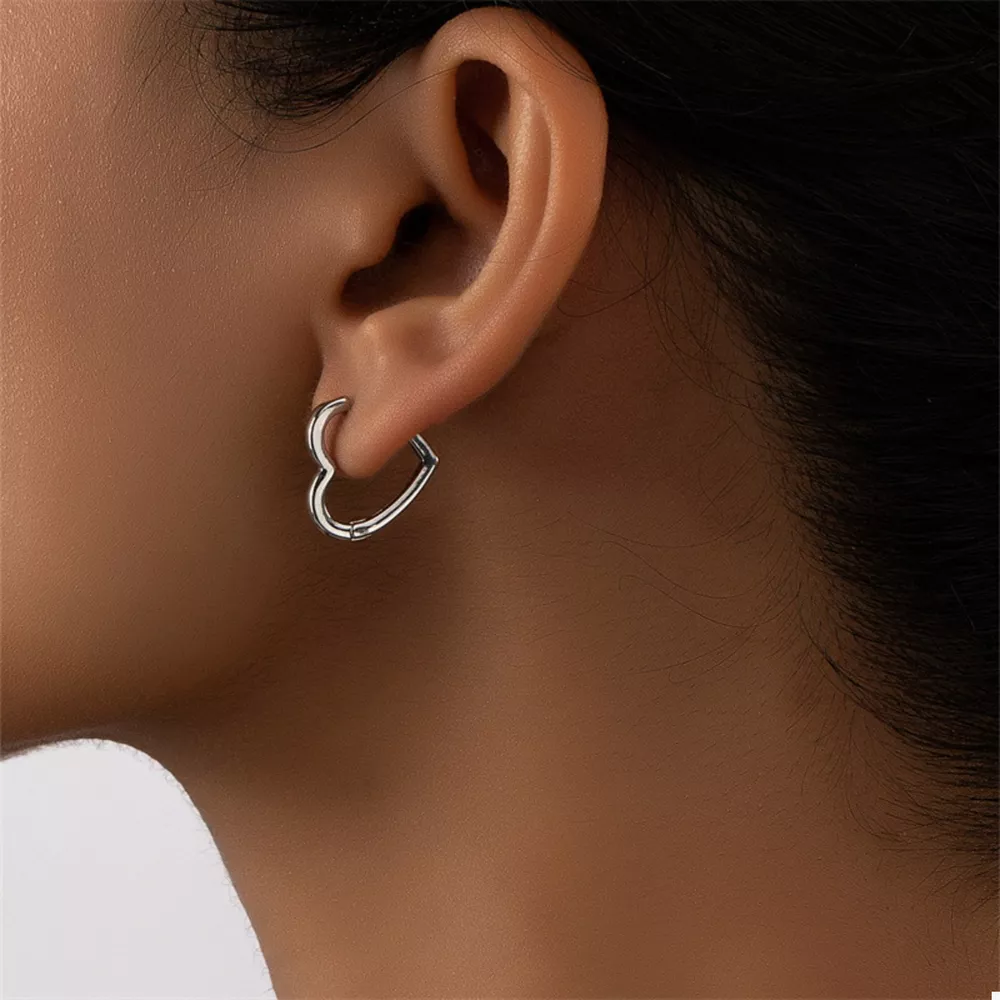 Alloy Heart Shape Hoop Earrings, image 3