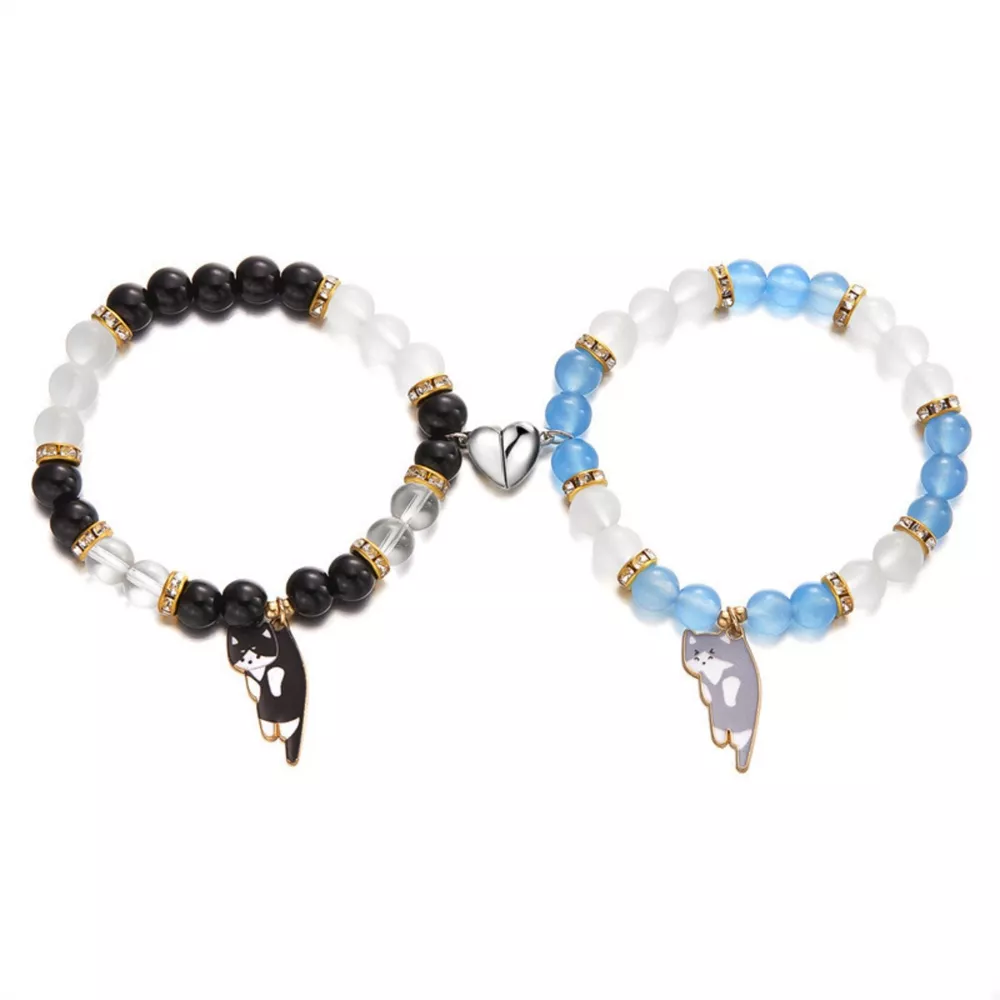 2 Piece Beaded Cat Charm Bracelet, image 4