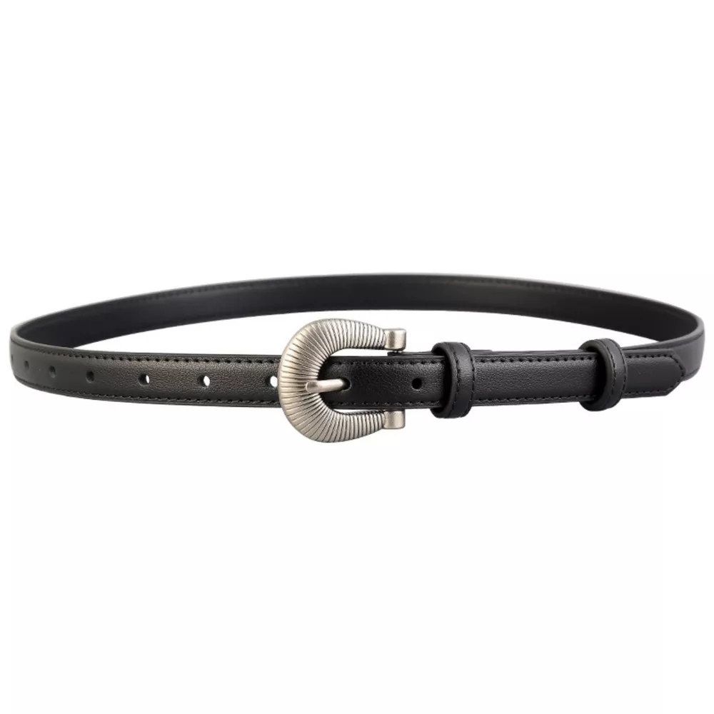 Skinny Belt with Silver Buckle