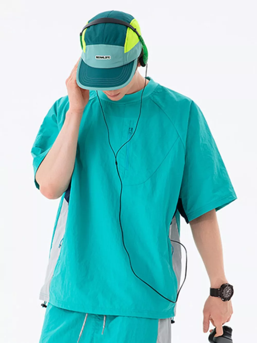 Men's Contrast Round Neck Short Sleeve T-Shirt, image 2