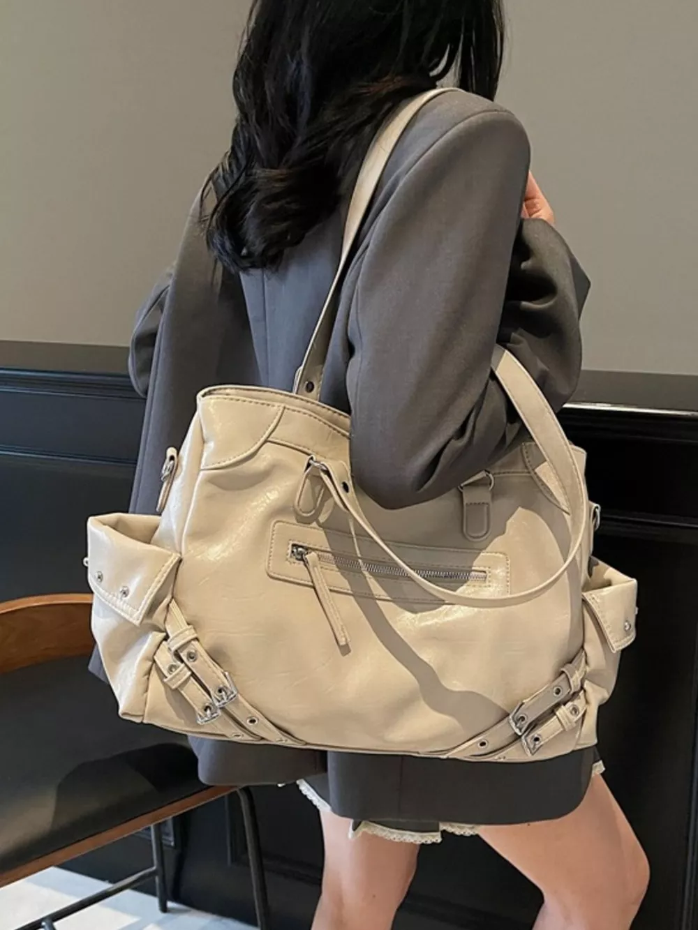 Buckle Accents Shoulder Bag, image 9