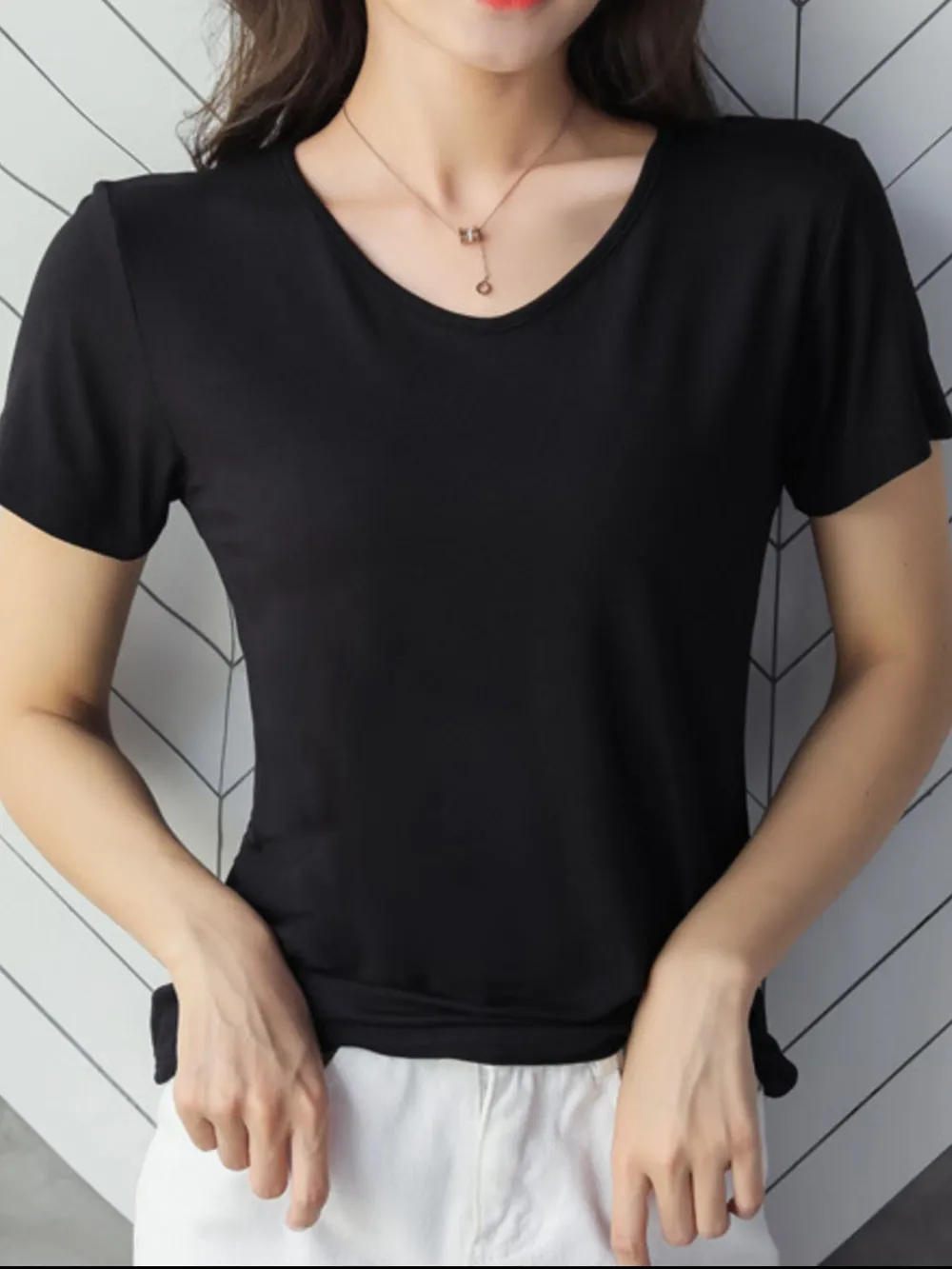 V-Neck Short Sleeve T-Shirt, image 7