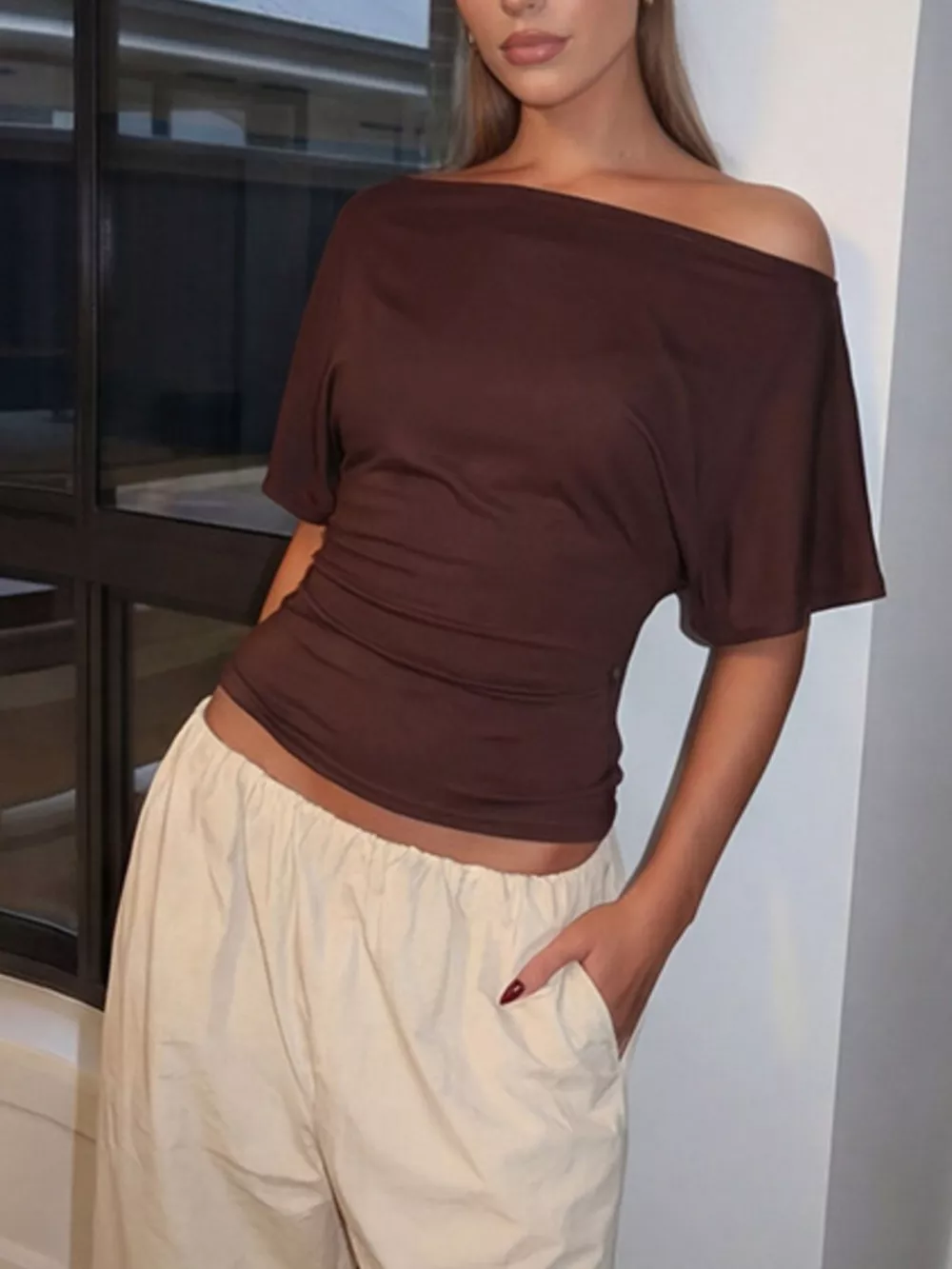 Boat Neck Short Sleeve T-Shirt, image 20