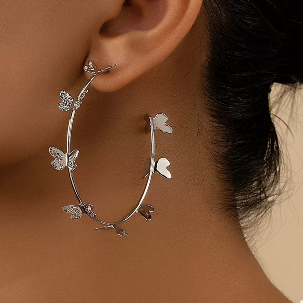 Butterfly Vine Hoop Earrings, image 4