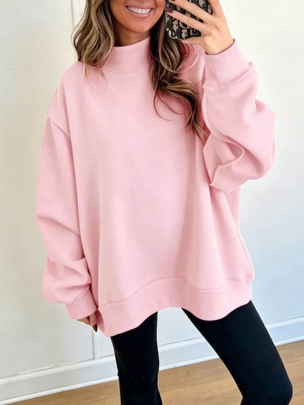 Mock Neck Dropped Shoulder Sweatshirt, image 14
